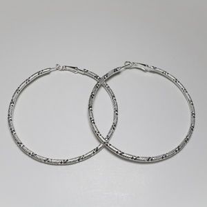 Silver Textured Hoop Earrings